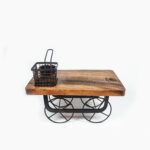 Wooden Serving Platter with Basket and Ramekin